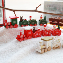 Christmas small train Christmas decorations Christmas green wood small train at the mercy of children Christmas Eve gifts