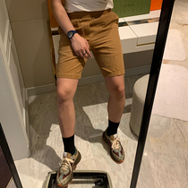 BROTHER summer mens vintage 4-cent shorts Korean fashion elastic waist casual pants slim pants
