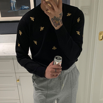 Brother Spring and Autumn Men Men Embroidery Sweater 2023 round-collar youth casual clothes knitted tide