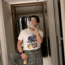 BROTHER summer mens figure print design T-shirt Korean pop round neck 120 pure cotton short sleeve tee