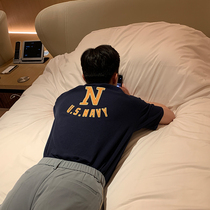 Bright POLO shirt men summer Korean pop back N letter printed T-shirt Paul shirt over short sleeve boy tide