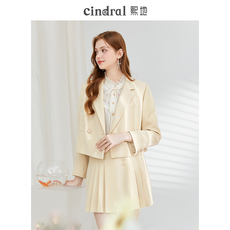 Xi Prefecture 2022 Spring Dress New Yellow Suit Jacket Woman Short design Sensation Small-crowdsourced Sophisticated Fried Street Little West Suit