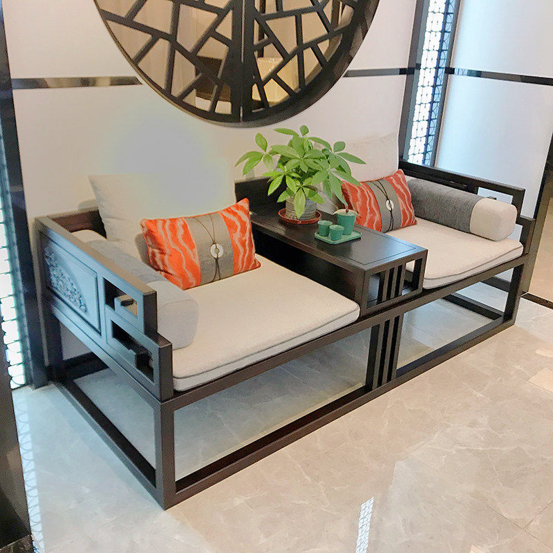 New Chinese-style Arhat bed ebony ash wood home sofa bed antique Jingsi collapsed double bed couch carved Arhat couch