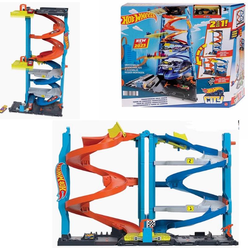 Hot Wheels City Super Transforming Parking Lot 2-in-1 Track Set Children's Alloy Car Toy Hkx43