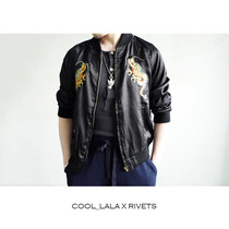  STEVENSON OVERALL SOC ARTISAN HANDMADE EMBROIDERED RAYON BASEBALL SHIRT JACKET RD1-BK