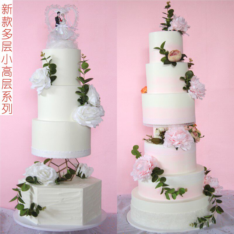 Multi-layer cake model 2020 new high-rise wedding flowers plastic cake sample wedding celebration window decoration