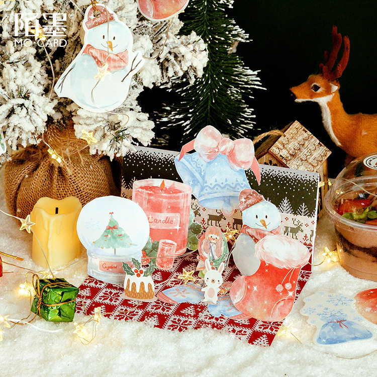 Christmas material decoration Christmas dessert house crystal ball hand account diary message decoration non-sticky sticky note package