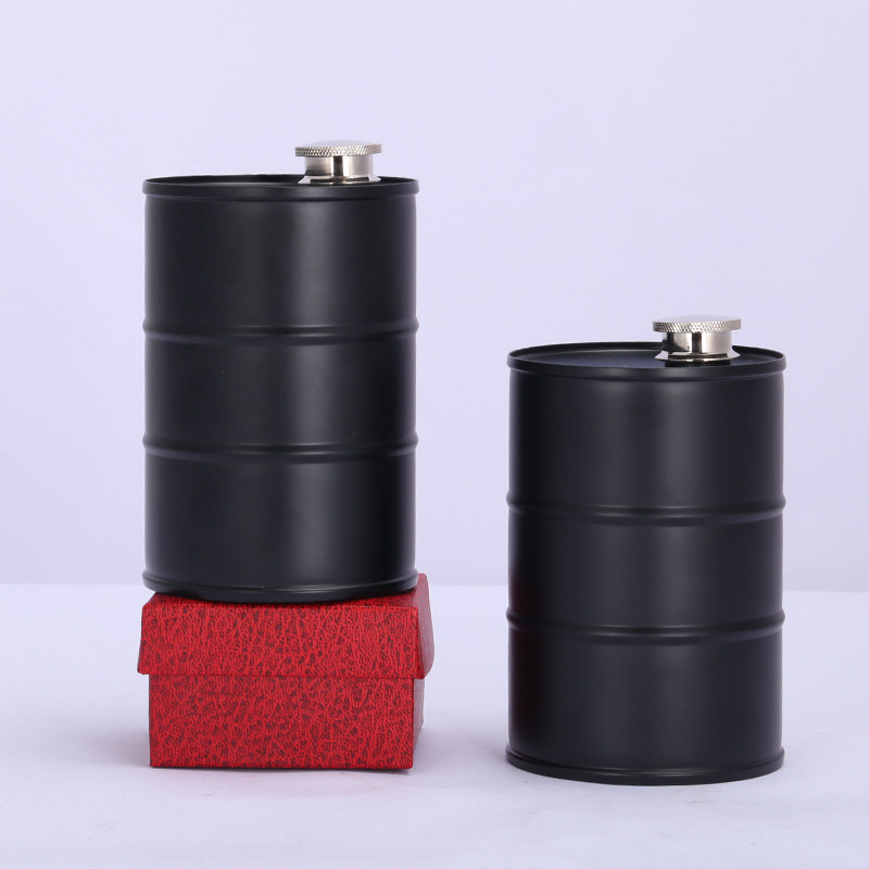 Imitation ancient black thickened stainless steel tubby wine pot 1 5 catty cylindrical kettle with portable outdoor portable liquor bottle