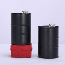 Antique Black Thickened Stainless Steel Tubby Wine Pot 1 5 Catty Cylindrical Kettle Carry-on Outdoor Portable Liquor Bottle