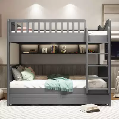 Light luxury solid wood high and low beds, adults up and down with the same width, children's double layer, two layers of mother and child combination beds, small apartments parallel