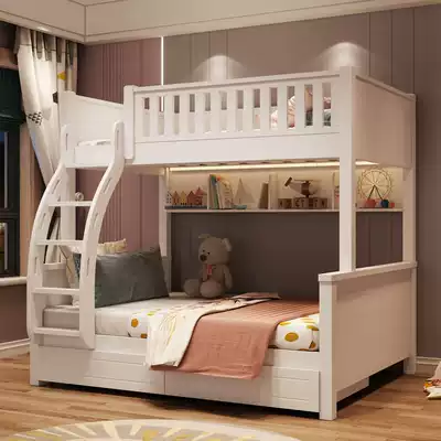 Solid wood high and low bed Children's double-layer two-layer parallel combination bed small apartment adult simple upper and lower bunk parallel to the mother