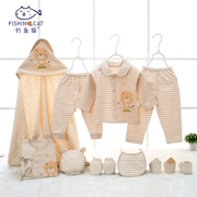 Bộ quà tặng cotton màu tự nhiên cho bé sơ sinh Bộ đồ mùa đông cho bé trai và bé gái 0-3-6 tháng tuổi