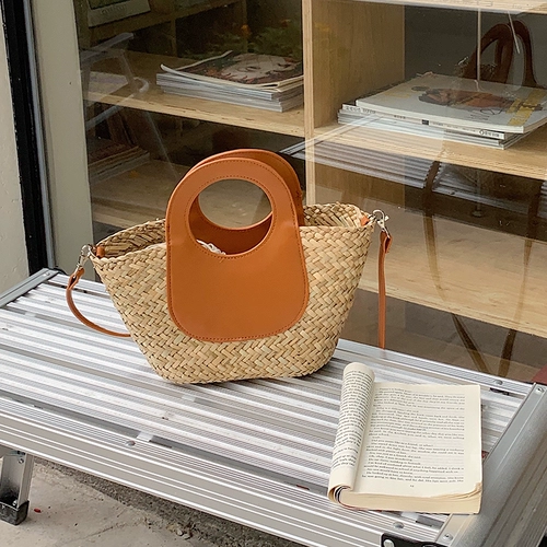 Портативная небольшая дизайнерская соломенная пляжная сумка через плечо, премиум класс