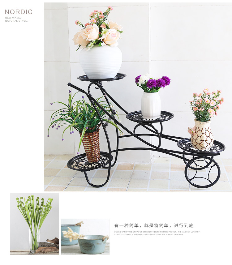 Châu Âu rèn sắt nhiều tầng hoa ban công sàn xanh củ cải thịt nồi giá sáng tạo trong nhà phòng khách sàn hoa - Kệ tủ kệ