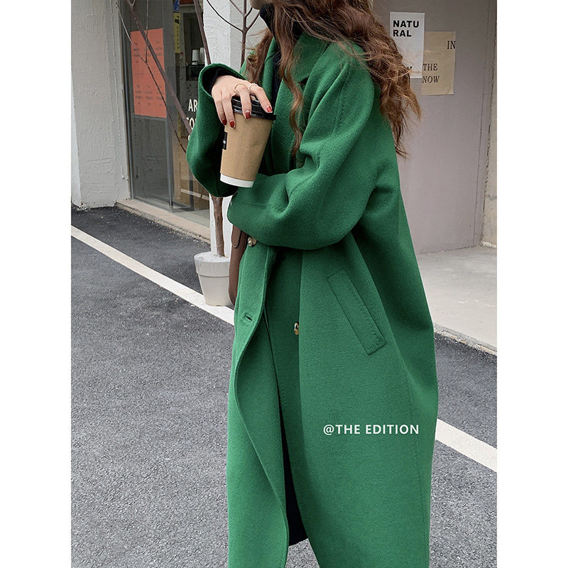 South Korea East Gate 2021 Autumn Winter New Pearl Stitches Bifacial Cashmere Big Coat Woman Medium Long Version Loose Fur Coats