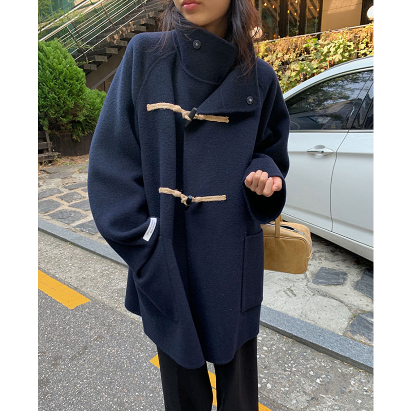 2021 Winter new bifacial cashmere big coat women hide cyan horns buttondown collar minus fashion fur coats