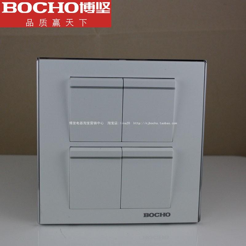 Bojian E70 square four-open single control 120 square four-position switch wall switch panel generous 4-on