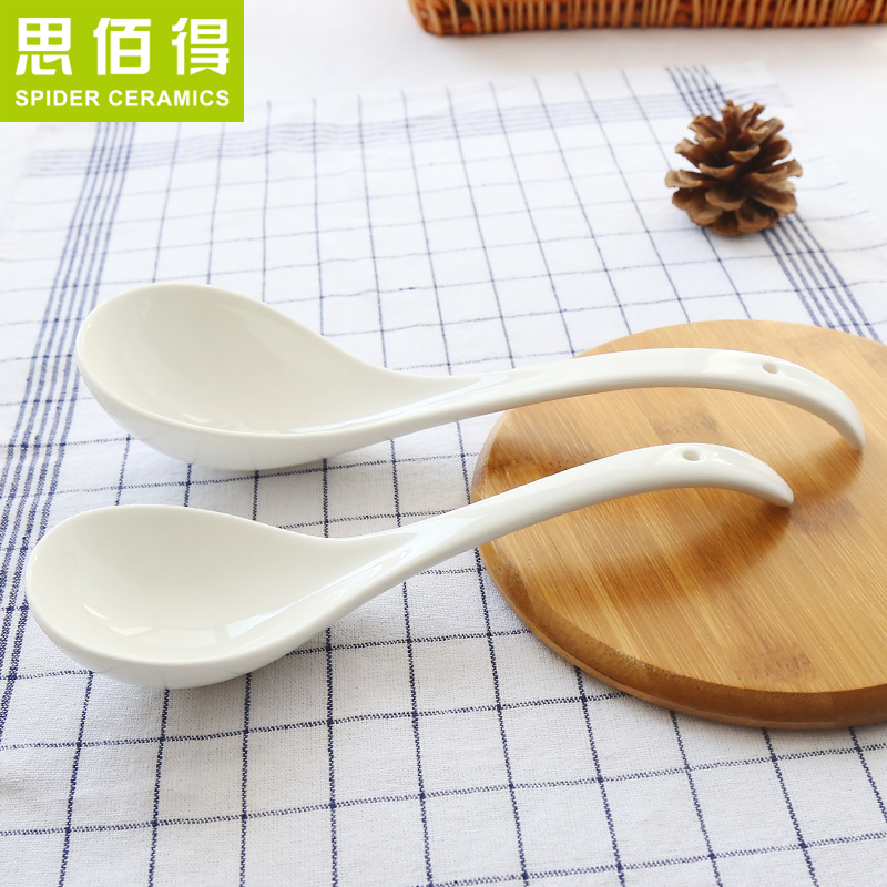 Think hk too big spoon, ceramic spoon, long - handled spoons creative spoon Korean spoon, pure white ipads porcelain spoon