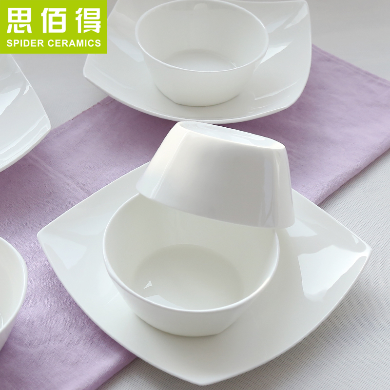 Think hk to 18 head tangshan tangshan ipads porcelain tableware suit pure white ipads China household Korean lead - free use of plates