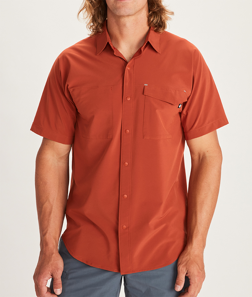 Marmot summer outdoor sports casual business breathable comfort men's fast dry pure floral short-sleeved shirt