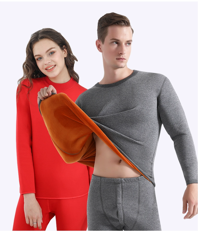 Quần áo lót nam bằng vải nhung siêu dày của nam cực dày cộng với bộ đồ nhung lạnh dành cho phụ nữ trung niên và cao tuổi - Phù hợp với nóng lên