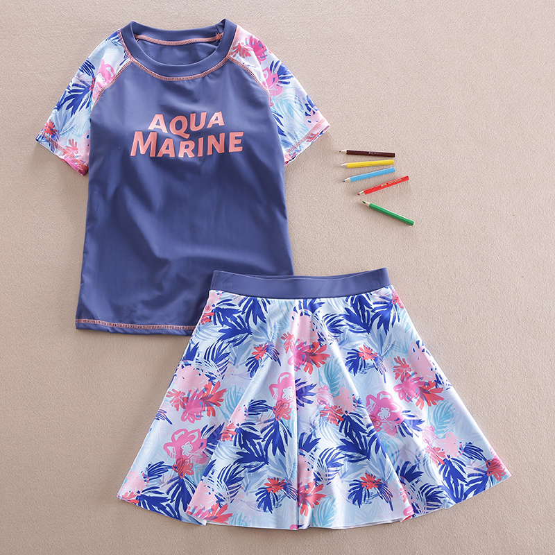 Middle Large Child Swimsuit Girl 12 - 15 years old Child Split Swimsuit Princess Skirt girl flat - horn swimsuit student