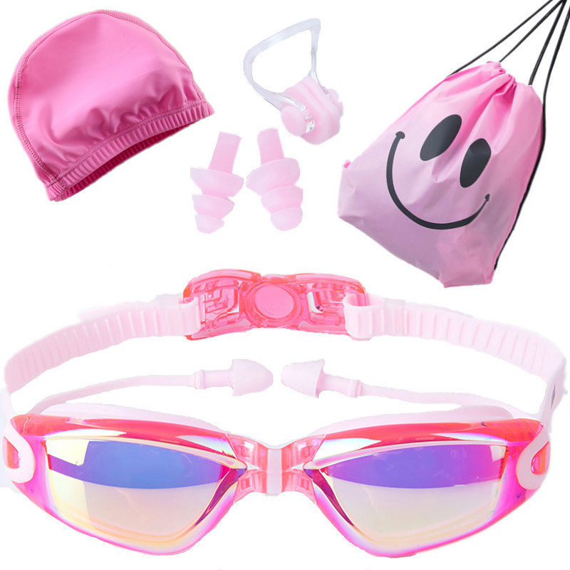Girls' colorful swimming goggles 2021 new waterproof and anti-fog big children's diving goggles children's swimming goggles swimming cap suit girls