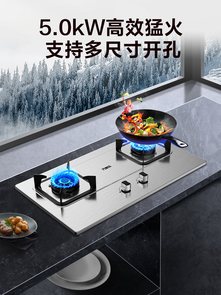 Midea Ay4G/Ay5G Stainless Steel Built-In Gas Stove for Home Kitchen, Natural Gas and Liquefied Gas
