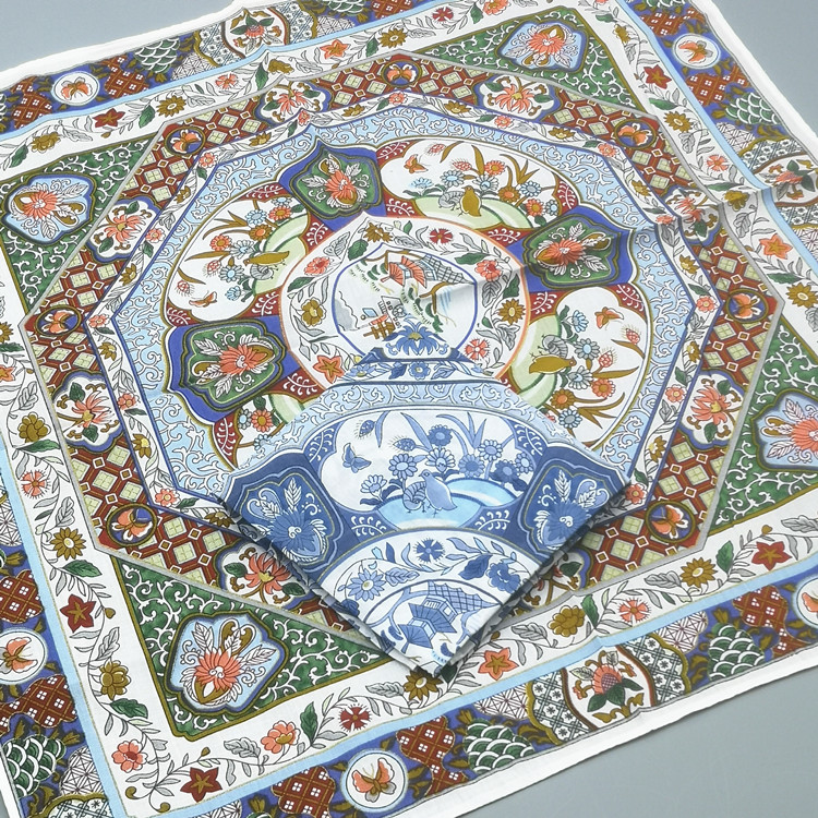 60 combed cotton printed small square towels Cherry Blossom Green Flower Porcelain Lady Handpa Japan Handkeri Pamper Gift