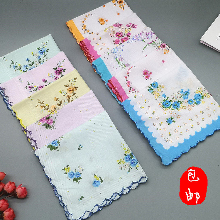 Old - style fresh small piece of flower handkerchief for senior lady cotton lady children printed handkerchief cotton