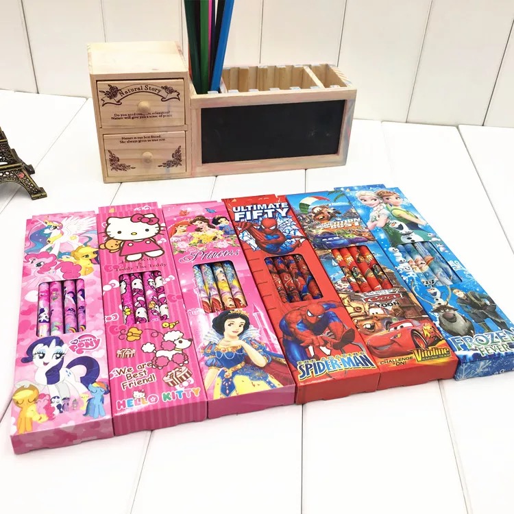 cartoon wooden pencil cartoon 12 carton packaging cartoon pencil with eraser