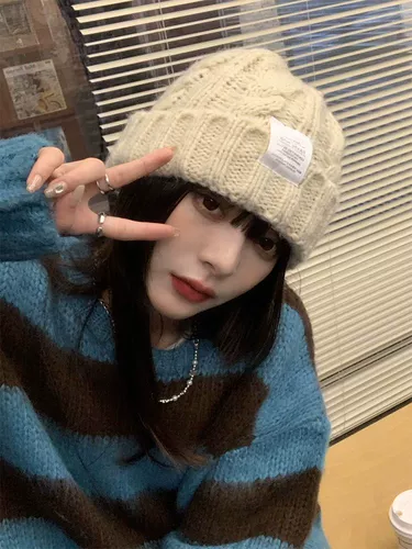 Зеленая зимняя трикотажная шерстяная брендовая шапка, 2023 года