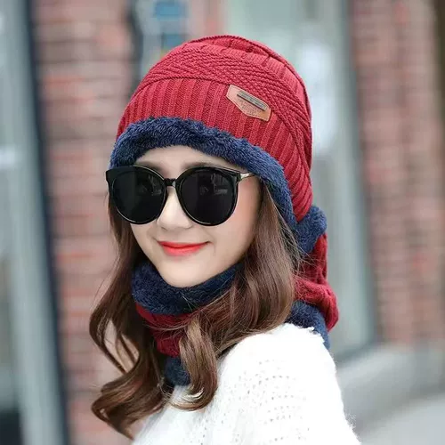 Мужская зимняя демисезонная кепка подходит для мужчин и женщин, утепленный шерстяной шарф-платок, удерживающий тепло комплект