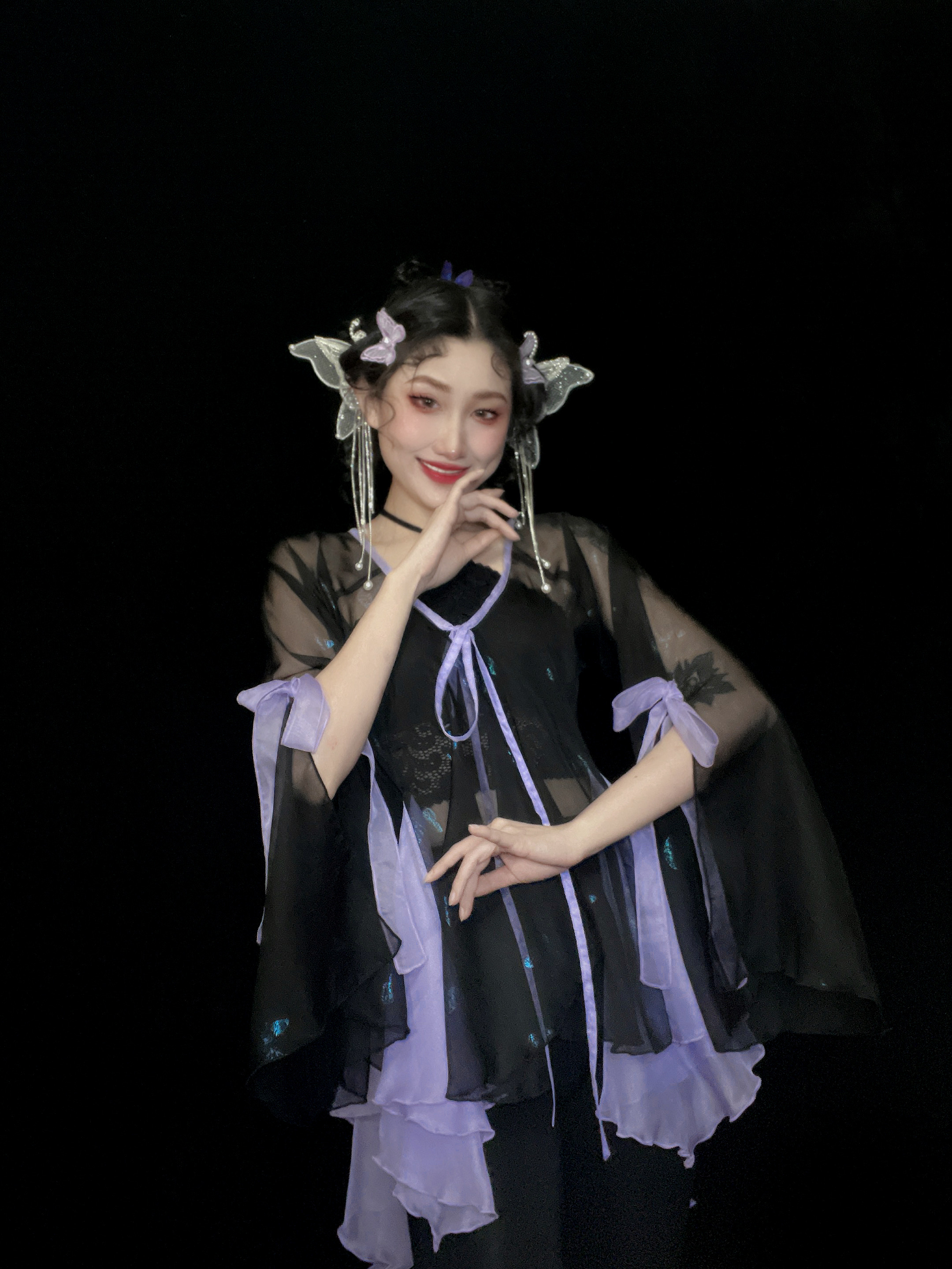 Logod Original Classical Dance Dress (Kite Tail Butterfly) Butterfly Bronzing Golden National Breeze and Fairy Breeze to perform the suit