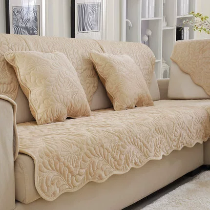 Cao cấp màu rắn ngắn sofa sang trọng đệm vải đệm mùa thu và mùa đông chống trượt flannel sofa bìa dày tùy chỉnh - Ghế đệm / đệm Sofa