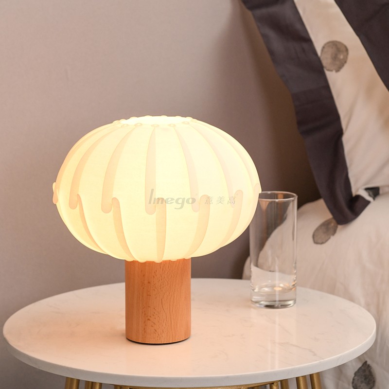 Imego Small Pumpkin Day Style Wood Art Small Table Light Headboard Small Night Light Creative Eye Protection Light