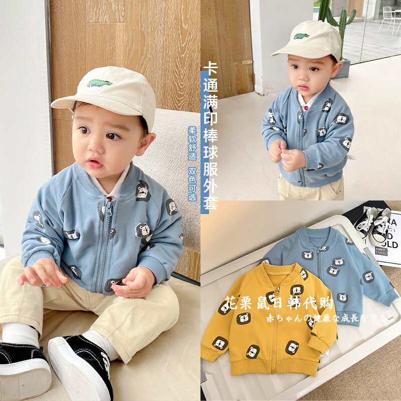 Japanese little boy's jacket spring and autumn thin baseball style children's baby western style fashionable net red autumn top