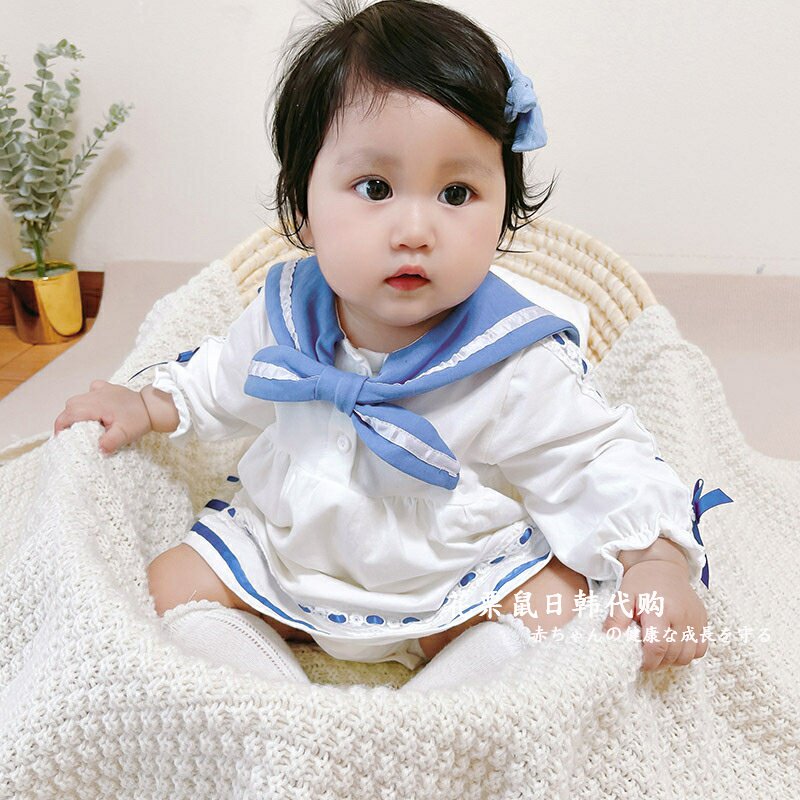Japanese baby autumn clothes female baby bag fart clothes long-sleeved thin section 2022 new princess triangle rompers