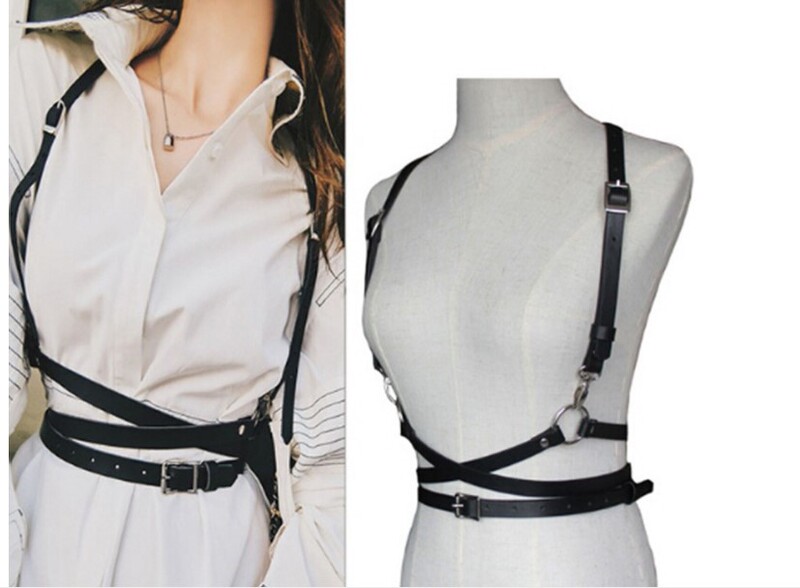 Casual Leather Waist Belt with Straps, Personalized Suspender Belt + Belt Integrated Suspender-Style Shirt Waist Cincher, Slim Fit