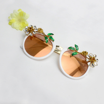 2017 New Fashion Baroque Sunglasses Water Drill Flowers Green Leaf Sunglasses Polarized Touristic Personality Accessories