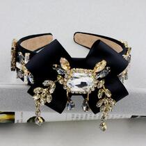 2017 Spring and summer name Yuanyuan Pure Handmade Hair Accessories Large Bow Tie Crystal Head Decorated Hair Stirrup Hairpin