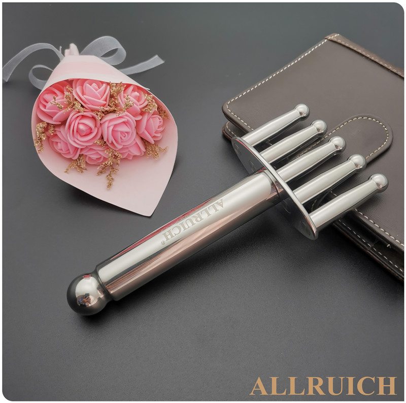 ALLRUICH Magnetic Massage Rod Five-fork Magnetic Fork Magnetomic through the active detoxivizing and nourishing face titanium magical massage stick