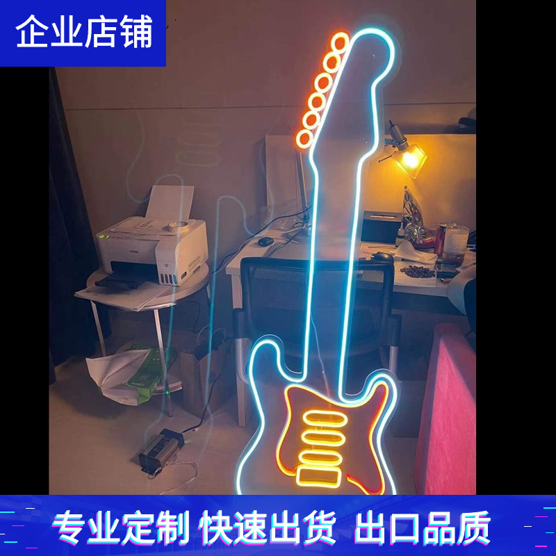 Led Neon Light Bar Luminous Guitar Music Symbol Styling Logo Literal Pattern Waterproof Billboard