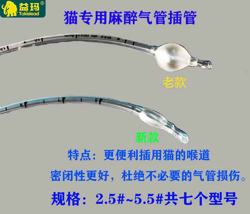 新款猫专用猫气管插管橄榄型小气囊小动物气管宠物气插呼吸气管