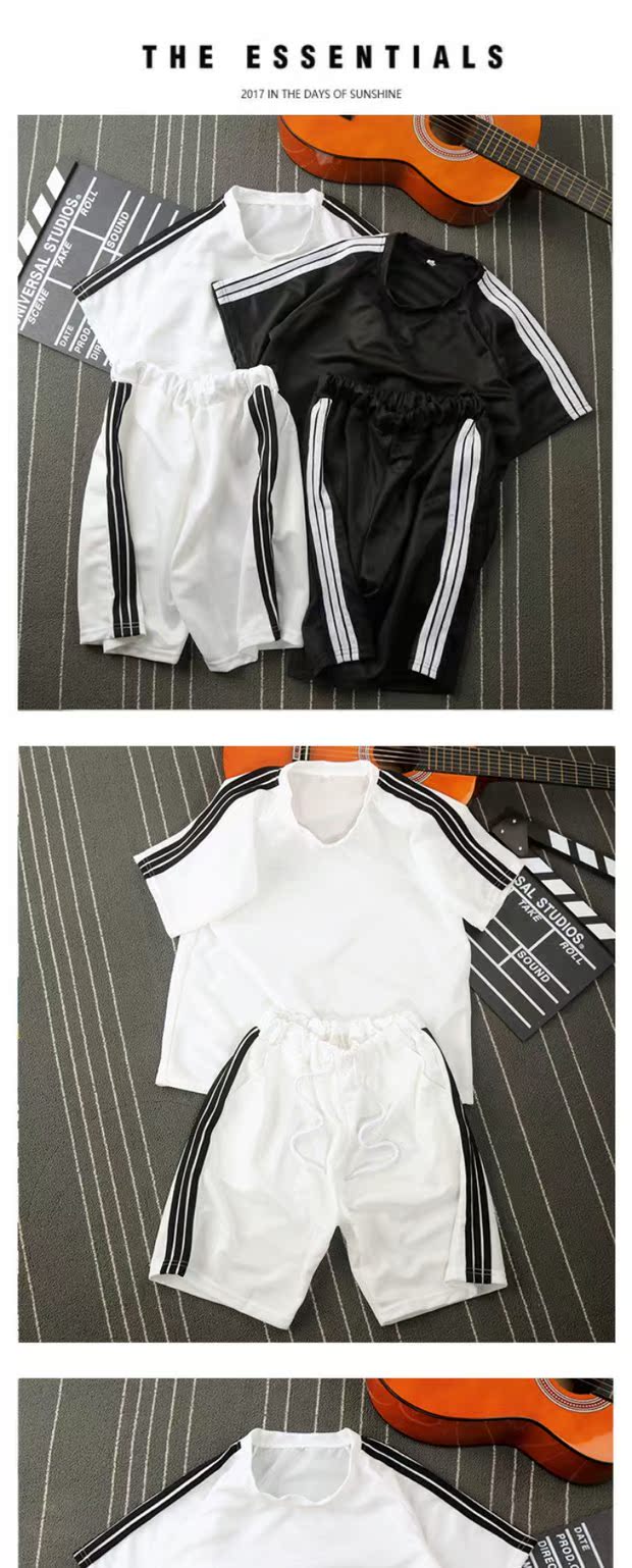 Chàng trai tâm linh phù hợp với nam giới xã hội hè hai mảnh tay đỏ nhanh tay với quần short ngắn tay một bộ quần áo quần kaki túi hộp