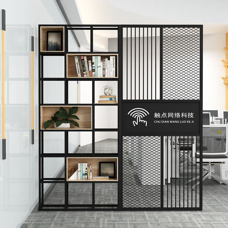 Iron partition wall office with frame screen mesh flower frame industrial wind bookshelf guest restaurant segmentation decoration cabinet