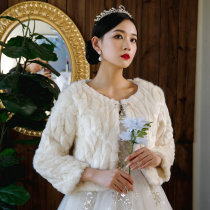 Wedding Dress Cape Winter Bride Wedding White Thickened Warm Small Jacket Fall Bridesmaid Dress Qipao Fur Shawl