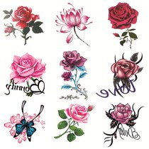 Tattoo stickers Female sense legs legs thighs Neck neck stereoscopic 3d waterproof rose flower tattoo stickers 50 pieces