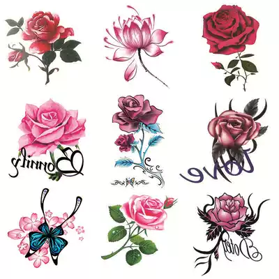 Tattoo stickers for female legs, legs, thighs, neck, neck, three-dimensional 3d waterproof rose flower tattoo stickers, 50 sheets