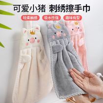 Hair-free rag absorbent hand towel cute quick-drying hand towel home coral velvet cartoon embroidery towel